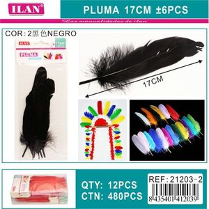 Piume di piuma di gallina nere da 17 cm per artigianato e decorazioni - Product Image 3