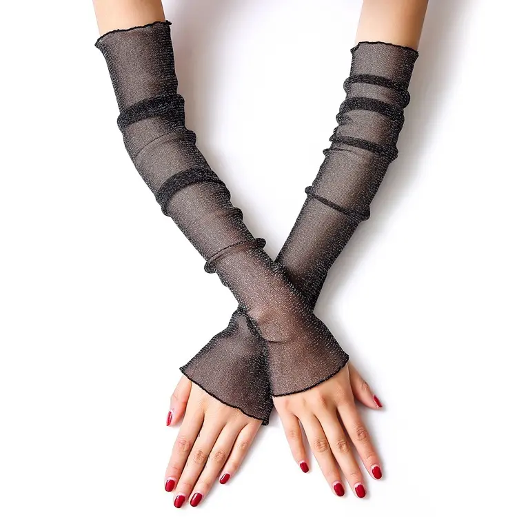 Women Summer Sunscreen Arm Sleeves Mesh Lace UV Protection Hand Cover Thin Long Breathable Sleeve