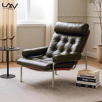 Style nordique Villa Salon Brun Loisirs Chaise Hôtel Chambre En Métal Cadre En Cuir De Luxe Chaise Longue Meubles