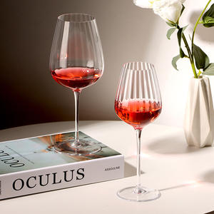 Verres à vin rouge en cristal avec logo personnalisé, rayures verticales, facettes larges, gobelet à eau, utilisation domestique, ensemble de verres à <span class=keywords><strong>champagne</strong></span>, verres à vin de Bourgogne - Product Image 2