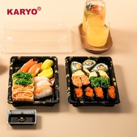 KARYO 1107 Boîte d'emballage rectangulaire pour sushi Boîte d'emballage alimentaire pour sushi à emporter avec couvercle transparent