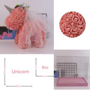 2024 gran oferta 25 Cm/40cm unicornio <span class=keywords><strong>rosa</strong></span> con caja de regalo, flor artificial, Navidad, San Valentín, boda, regalos, decoración - Product Image 6