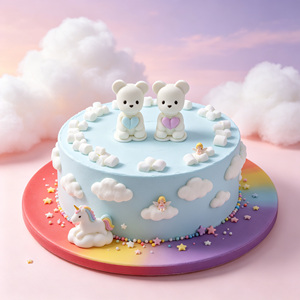 Décoration de gâteau <span class=keywords><strong>en</strong></span> forme de cœur et <span class=keywords><strong>petit</strong></span> ours, 2 pièces, bonbons gélifiés pour la Saint-Valentin - Product Image 1
