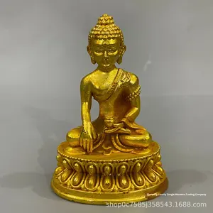 Statua di <span class=keywords><strong>Buddha</strong></span> Dorata - Figurina Buddista Dorata per Meditazione con Base a Loto, Decorazione Religiosa per la Casa e Ornamento da Collezione Spirituale - Product Image 6