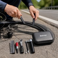 Kit de réparation rapide pour vélo BaiMei WX-2, comprenant des leviers de pneu, une pompe, une clé à douille, des embouts de tournevis, pour l'entretien professionnel du cyclisme