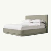 Cama Tapizada Moderna Orgánica Sovereign, Estructura de Cama con Plataforma de Tela de Lino de Lujo, Cama Matrimonial King/Queen Estilo Arhaus Minimalista