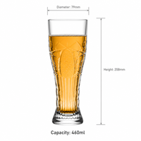 Verre à bière transparent gravé, épaissi, de qualité supérieure, grande capacité, pour usage domestique, design blé, haute valeur esthétique
