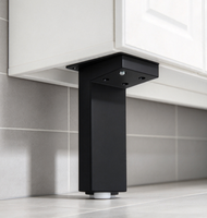 Pied de meuble réglable noir en forme de L, support robuste avec patin de nivellement pour meuble-lavabo et armoire de salle de bain