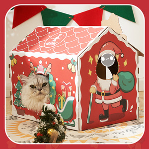 Caja de cartón RTS para casa de gatos, tablero para rascar artesanal, nido de gatito, ventana pequeña para interiores, automontaje, papel corrugado, suministros de Juguetes - Product Image 4