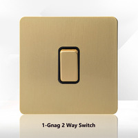 Interrupteur électrique mural Levier doré Acier inoxydable Rétro Luxe 50 250V 2 Gang UK outlets Switch