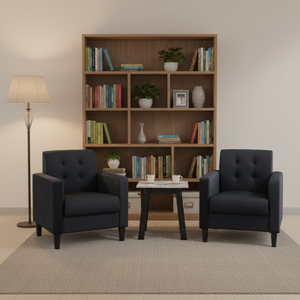 Juego de Sillones y Mesa Auxiliar de Terciopelo Negro Moderno <span class=keywords><strong>Ezio</strong></span> para Sala de Estar - Product Image 2