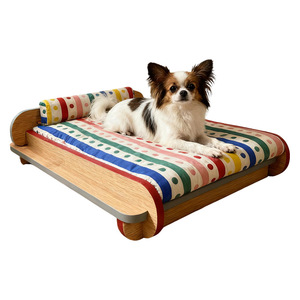 Cat <b>Bed</b> Solid Wood Upholstered Rectangle Polyester Fiber Fill Four Seasons Pet Cat <b>House</b> CF 014 <b>Bed</b> - Product Image 2