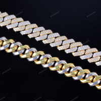 XG 14mm Moissanite chaînes à maillons cubains passent le test de diamant glacé 2 tons plaqué colliers en argent 925 vvs chaînes Moissante