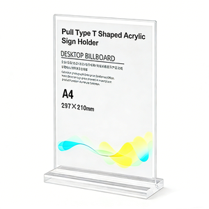 Espositore per Menu in Acrilico Trasparente a Doppia Faccia, Formato A4 A5 A6, Supporto per Insegne a T Personalizzabile con Logo - Product Image 1