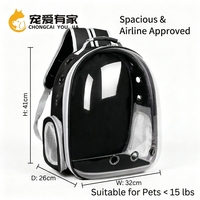 Sac de voyage pour animaux de compagnie de luxe respirant avec fenêtre transparente, sac à dos capsule spatiale pour chats, pour la marche et le vélo