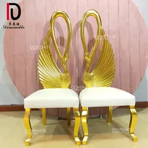 Swan Design Wooden Spray Color Bride And Groom Use Reception Gold Dinning Chair