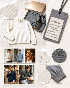Maglione da Uomo Personalizzato in <span class=keywords><strong>Maglia</strong></span> 12GG con Zip a un Quarto, Antipiega, Antipilling, a Costine, Traspirante, in Misto Poliestere Viscosa - Product Image 1