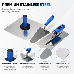 Ensemble de 3 truelles à plâtrer Hawk Board en acier inoxydable, outils de <span class=keywords><strong>maçonnerie</strong></span> pour la construction de murs en plâtre, rénovation DIY - Product Image 1