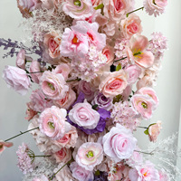 Arche florale rose et violette faite à la main, colonne de fleurs artificielles en soie pour toile de fond de mariage, décoration de fenêtre et d'événements