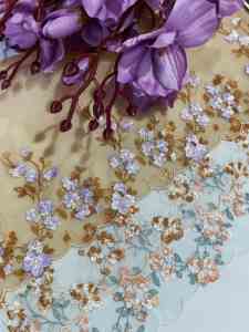 New Hot Tulle <strong>Laces</strong> <strong>Orange</strong> Green Flower Embroidery Mesh <strong>Fabric</strong> for Women Dress Lingerie - Product Image 2