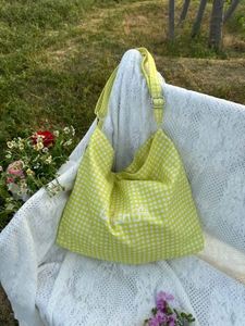 Bolsa de Compras Geométrica de Lona de Algodón Personalizada, Bolsa de Mano con Diseño de Rejilla, Bolsos de Hombro de Gran Capacidad para Viaje - Product Image 2