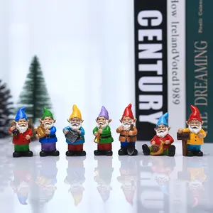 2.5インチガーデンGnomeスタチューセットレジンノーム彫刻装飾7個Gnome置物セットボックスガーデンギフト