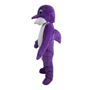Costume de mascotte <span class=keywords><strong>Dauphin</strong></span> violet joyeux pour <span class=keywords><strong>adulte</strong></span>, ensemble de <span class=keywords><strong>déguisement</strong></span> fantaisie pour Halloween - Product Image 4