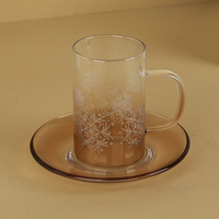 Mug à café en verre de style islamique du Moyen-Orient avec design gravé au laser, peinture par pulvérisation, couleur personnalisée, lot de 6 pièces avec boîte cadeau