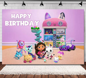 Fondo Fotográfico Cabby DoIIhouse, Fondo para Fotos <span class=keywords><strong>de</strong></span> Cumpleaños <span class=keywords><strong>de</strong></span> Niña, Decoración para Baby Shower, Pancarta <span class=keywords><strong>de</strong></span> Vinilo y Poliéster, Accesorio para Fotos X0465 - Product Image 1