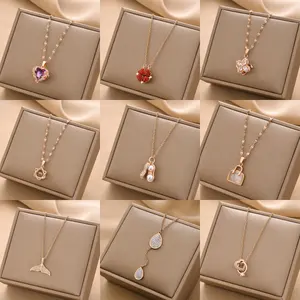 Роскошные 18-каратное позолоченное и розовое золото из нержавеющей стали многоформы ожерелье ювелирные изделия для женщин