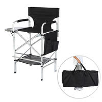 Chaise de camping pliante portable sur mesure, chaise de réalisateur haute pliable, chaise de camping extérieure surdimensionnée avec table latérale et sac