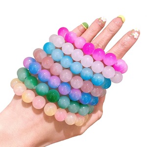 Glass Beaded <b>Bracelet</b> 12mm Gradient Color Seamless Hair Tie For Gift Student Style - Product Image 5