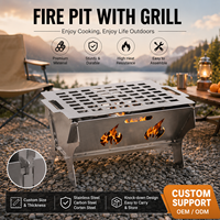 Barbecue portable moderne en acier écologique, foyer rectangulaire démontable/assemblable à bois pour la randonnée et le camping en extérieur