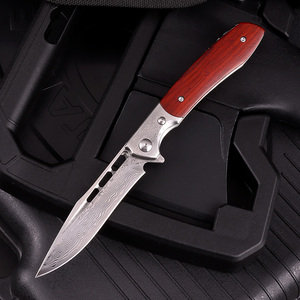 Dao Nhà Máy Custom Logo Gỗ Hồng Sắc Xử Lý <span class=keywords><strong>Handmade</strong></span> Dao Gấp Damascus Thép Pocket Dao Với Chất Lượng Cao Da Bao Gồm - Product Image 6