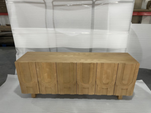 European Minimalist Style Living Dining Room Carved Solid Wood Timber Credenza <b>Sideboard</b> Buffet - Product Image 4