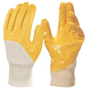 Guantes recubiertos de nitrilo NBR 3/4 de interbloqueo de algodón amarillo Blur Orange Work Safety NBR-Guantes para uso industrial y de construcción - Product Image 3
