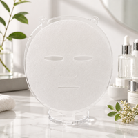 Y447 Masque facial en feuille de substrat biodégradable en fibre végétale naturelle d'acacia blanc, structure double couche, motif flocon de neige