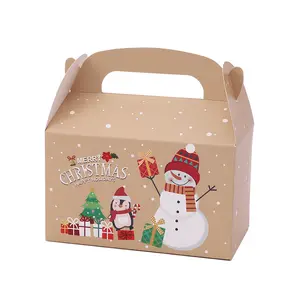 Modern Novel Design Christmas Gift Paper Box with Handle Paper Gift Box Gift Basket Paper Box Packaging