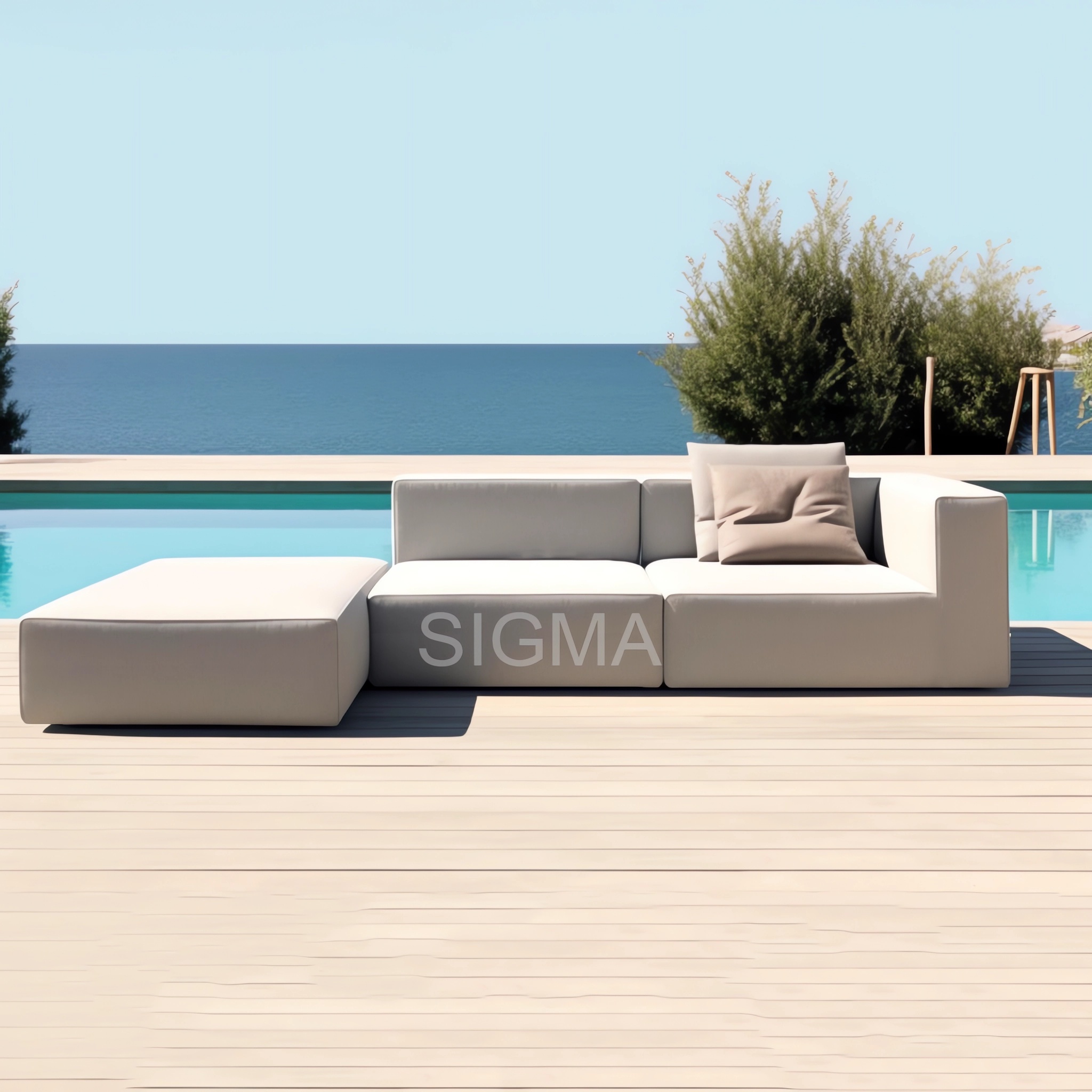 Outdoor patio garden sets fabric couch sofa furniture aluminum modular L-sectional