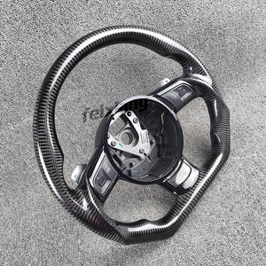 Volant sport en cuir et fibre de carbone <span class=keywords><strong>Audi</strong></span> <span class=keywords><strong>TT</strong></span> <span class=keywords><strong>R8</strong></span> V8 <span class=keywords><strong>V10</strong></span> A4 A5, 1 branche, couleurs de rayures personnalisables - Product Image 3