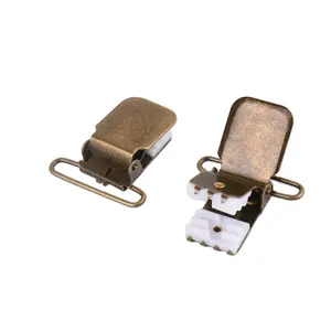 Clip per bretelle in metallo con fibbia a bocca d'anatra regolabile da 35mm Clip per ciuccio in ottone antico