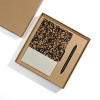 Liège | Feuilles de thé vert | Coffret de carnets A5 avec couverture en grains de café et stylo, idéal pour les cadeaux d'affaires