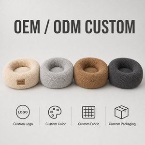 Coussin rond apaisant pour chien et chat Teddy Sherpa, antidérapant, durable, lavable, en peluche douce, pour intérieur, articles pour animaux de compagnie, OEM ODM - Product Image 2