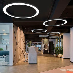 <span class=keywords><strong>Lampadario</strong></span> Moderno a Sospensione Rotondo a LED con Plafoniera RGB, Lampada a Sospensione Circolare Lineare Dimmerabile per Palestra ed Edifici - Product Image 4