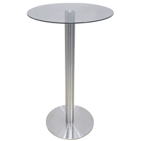 Table de bar en verre trempé à base d'acier brossé LQ- GT30