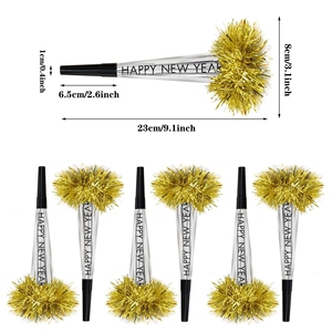 Happy <b>New</b> <b>Year</b> Party Horn Gold Tinsel Fringe Noise Maker Silver Foil Blow Horn <b>New</b> <b>Year</b> Eve Celebration Party Favors Supplies - Product Image 2