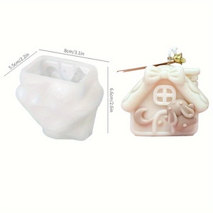 Silicone <b>Mold</b> For House And Bookshelf <b>Candle</b> Ornament DIY Craft Plaster <b>Molds</b> Transparent White Irregular Shape - Product Image 5