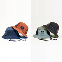 Topi Bucket Pantai Musim Panas Custom, Anti Air, Bernapas, Label Rajut, untuk Hiking Outdoor, Grosir, dengan Tali