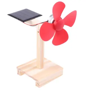 DIY Solar Fan Creative Science Technology Small Production Wooden Base Toys Handmade Material Students Science Experiment Models