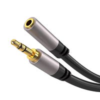 Câble audio TRS 3,5 mm mâle-femelle plaqué or 24 carats avec gaine en PVC, cordon auxiliaire pour autoradio, casque, smartphone, MP3, microphone